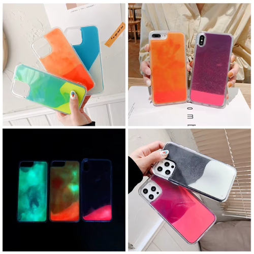 Coque iphone et galxy avec motifs de sable néon liquide (produit tendance)
