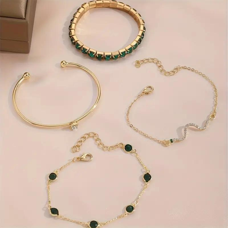 Lot de 4 bracelets à strass brillants
