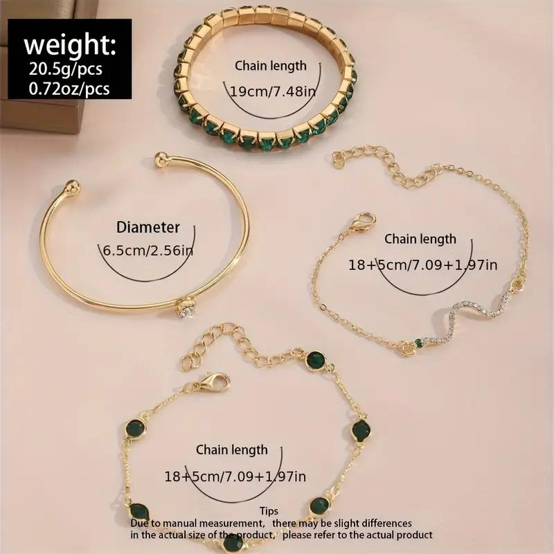 Lot de 4 bracelets à strass brillants