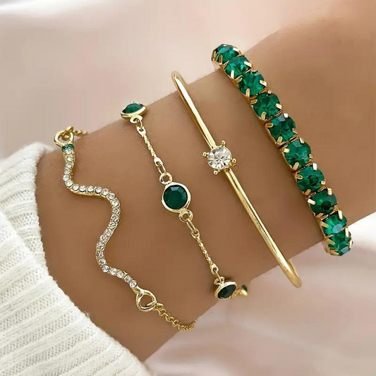 Lot de 4 bracelets à strass brillants